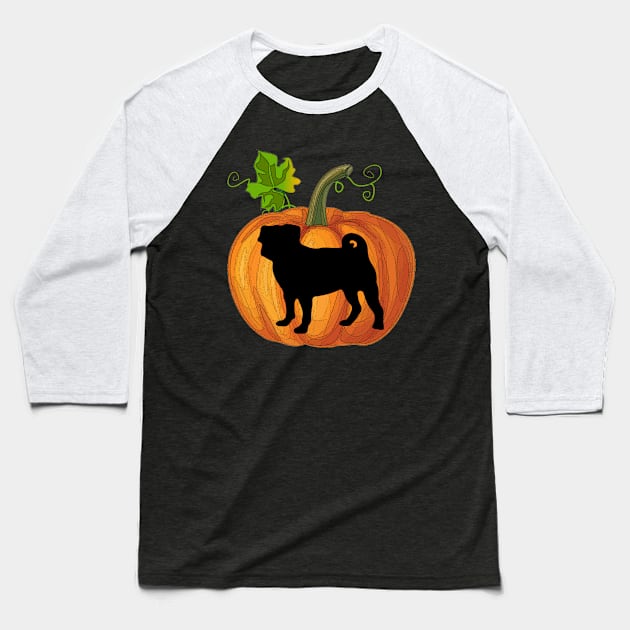 Pug in pumpkin Baseball T-Shirt by Flavie Kertzmann